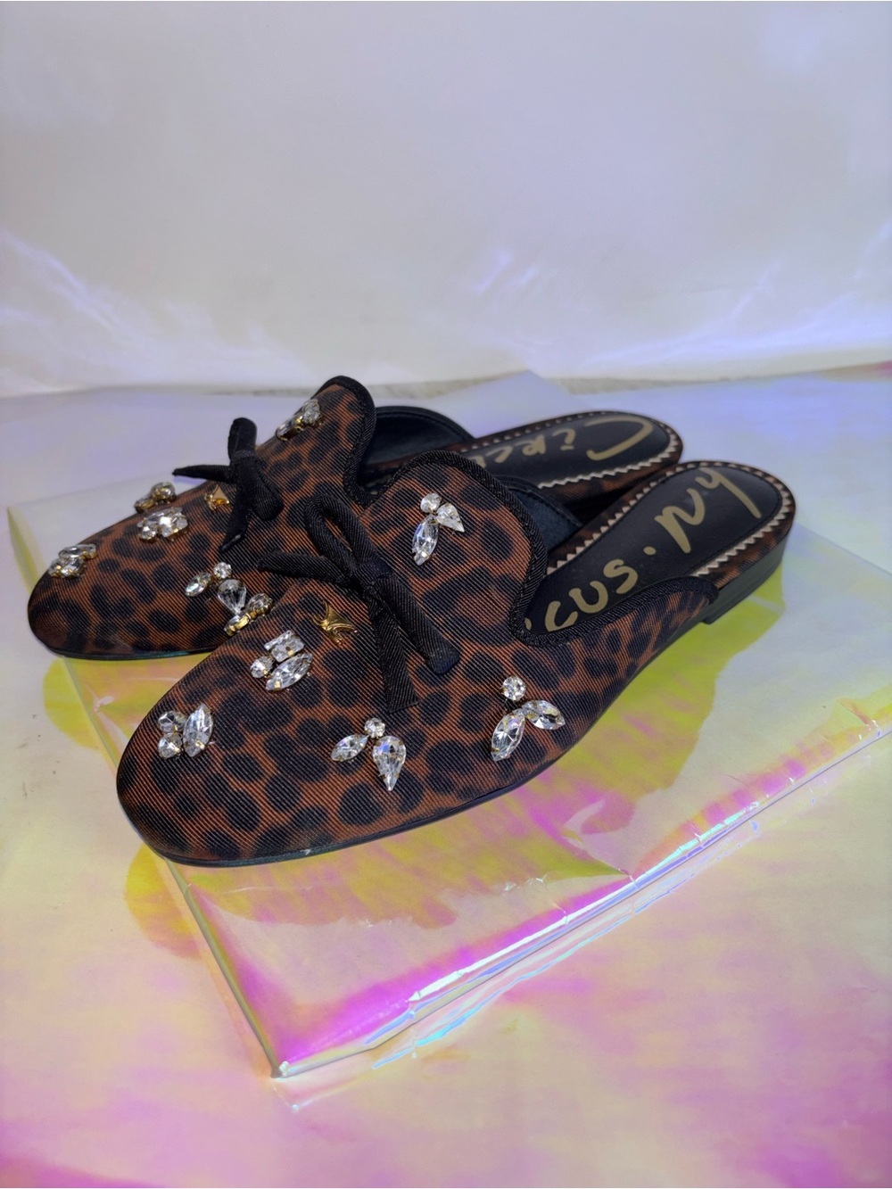 Circus by Sam Edelman Leopard Crystal-Embellished Slip-On Mules - Brown - Picture 4 of 13